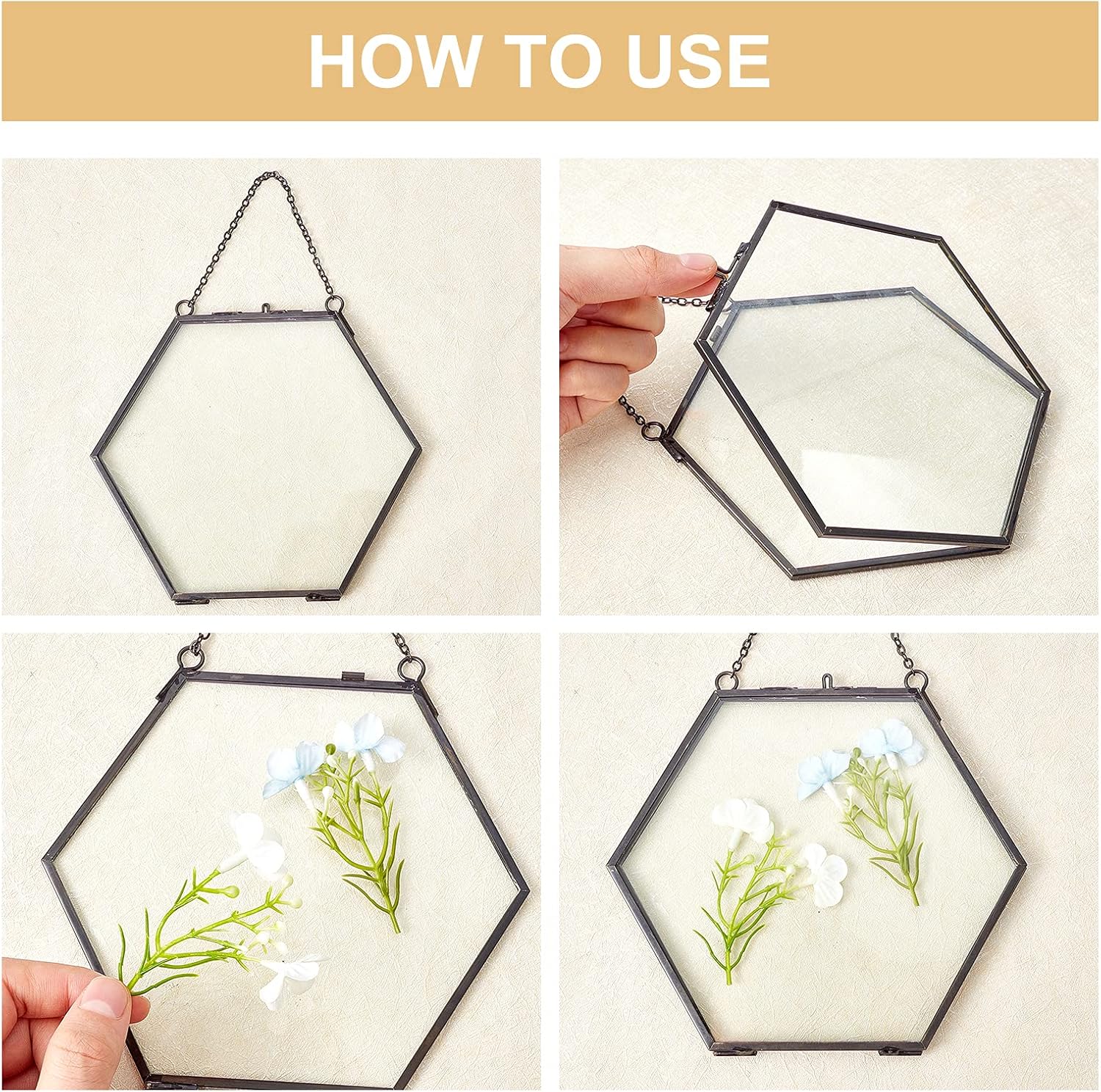 FINGERINSPIRE Brass Hexagon Wall Frame 6x6 Inches