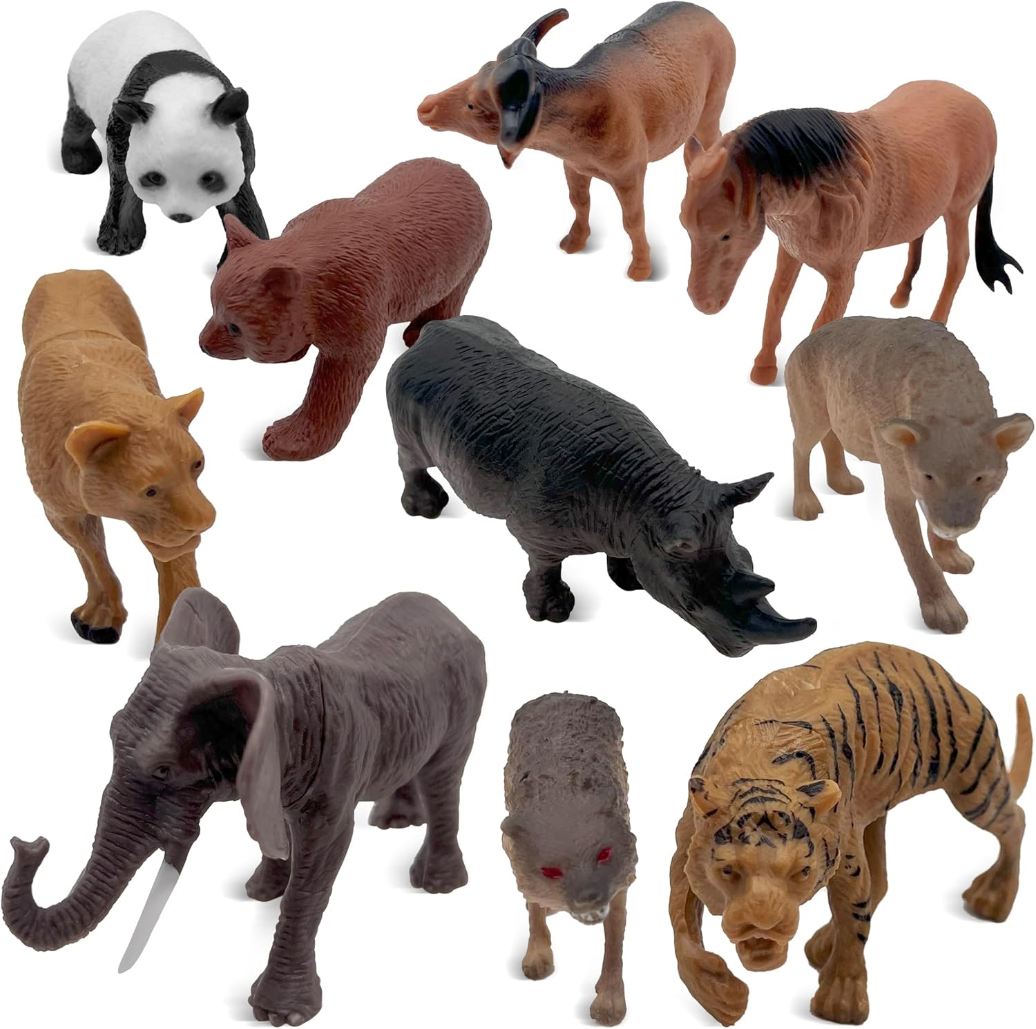 10pcs Safari Animal Cake Toppers for Jungle Themed Birthday Party