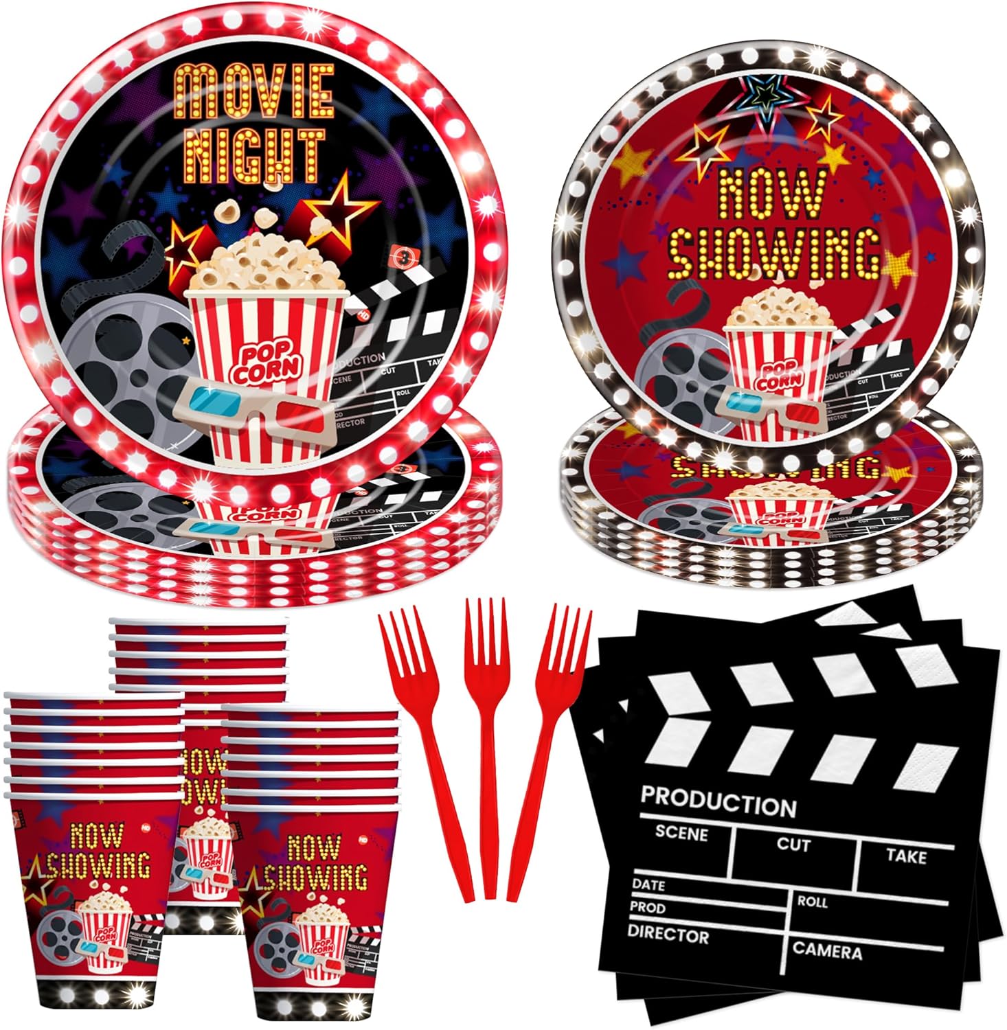 Xigejob Movie Night Tableware Set for 24 Guests