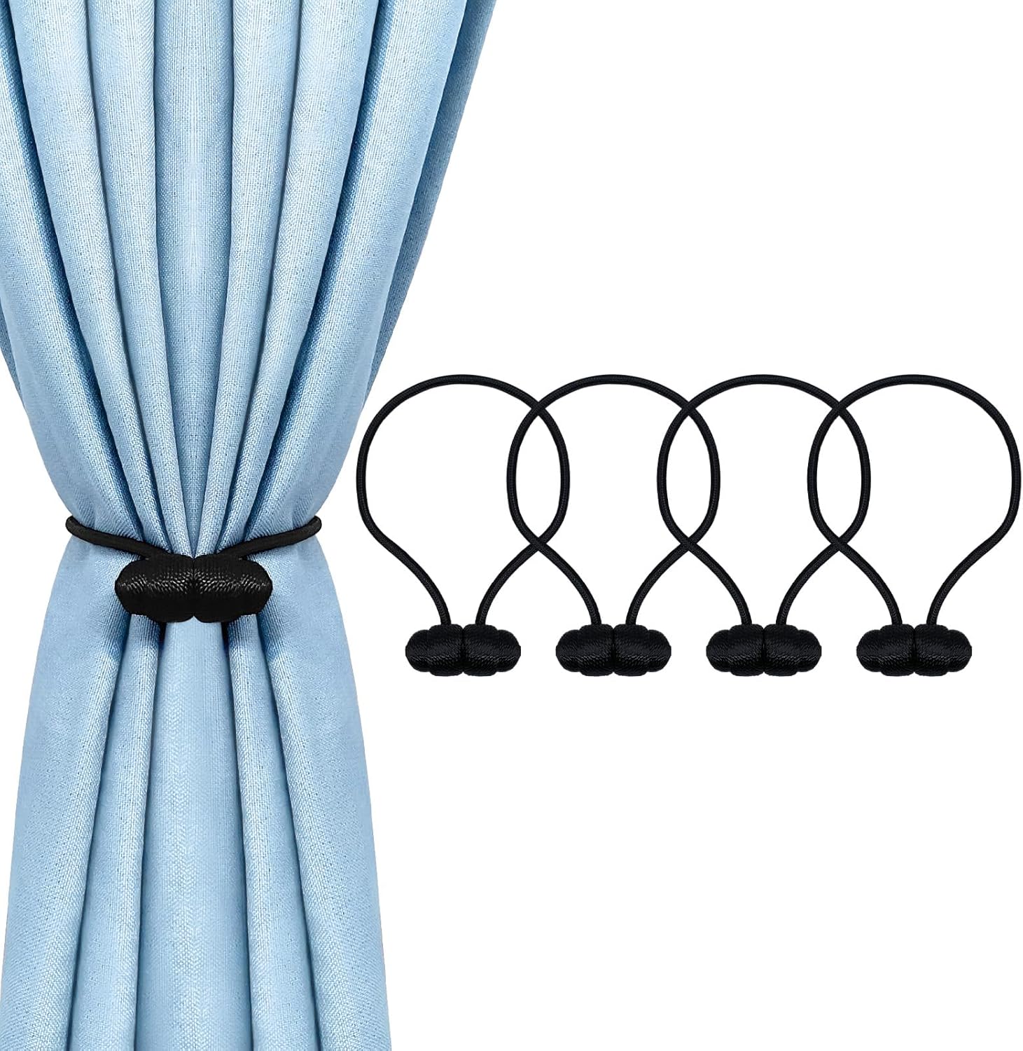Tifanso Black Magnetic Curtain Holdbacks - 4pcs