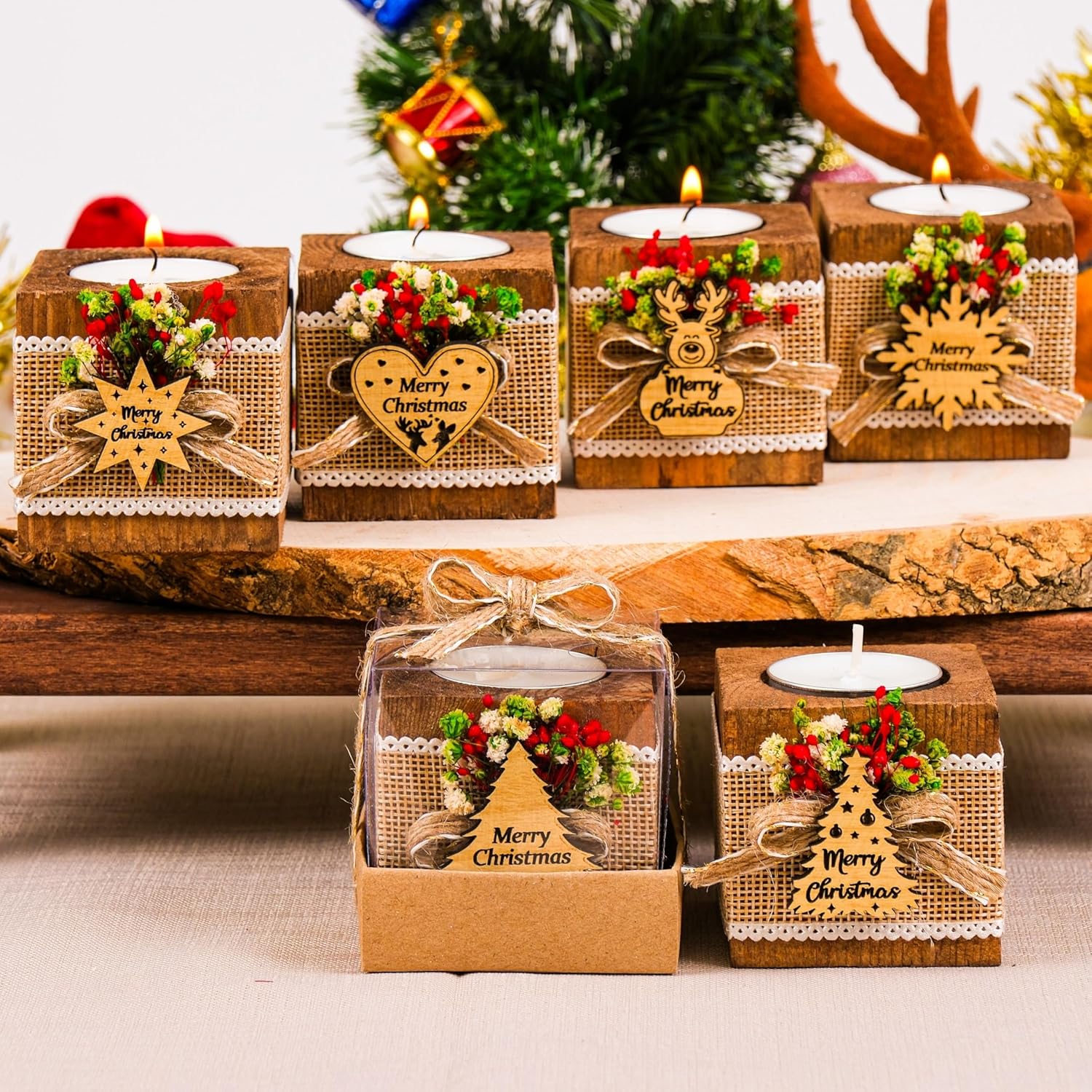 Happy Times Favors Christmas Candle Holders Set of 10