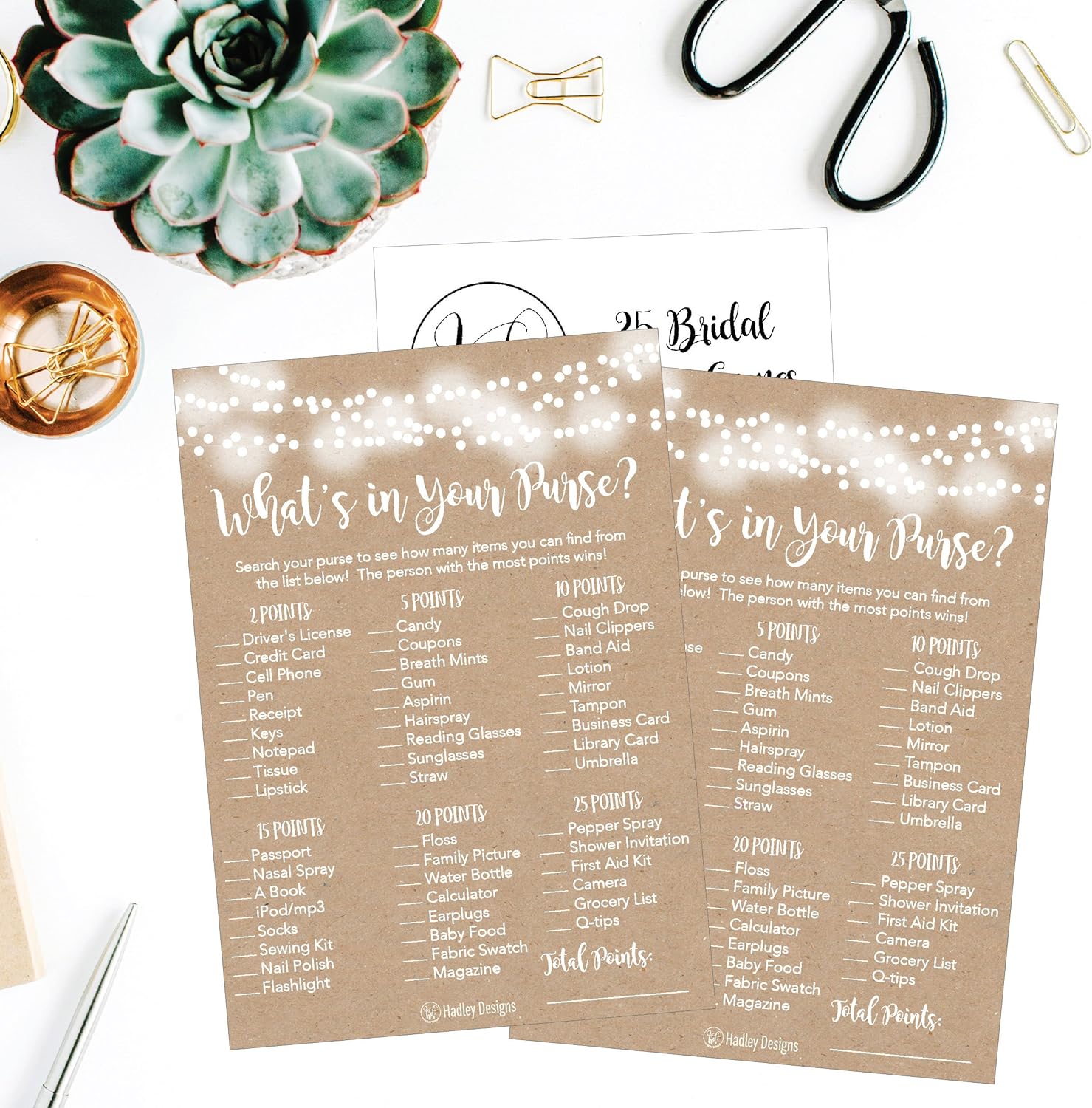 Hadley Designs Rustic Bridal Shower Games for 20 Guests