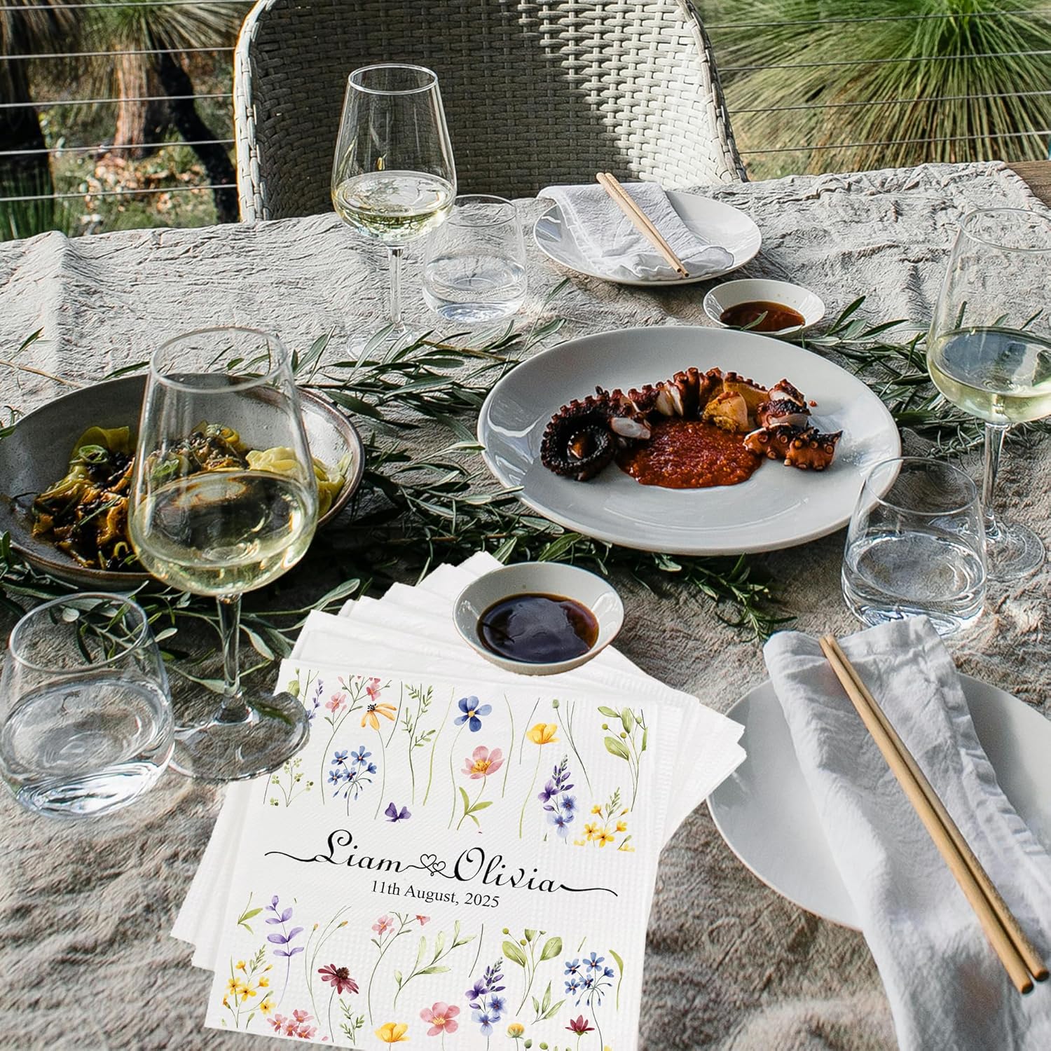 Personalized Wedding Napkins with Name and Date