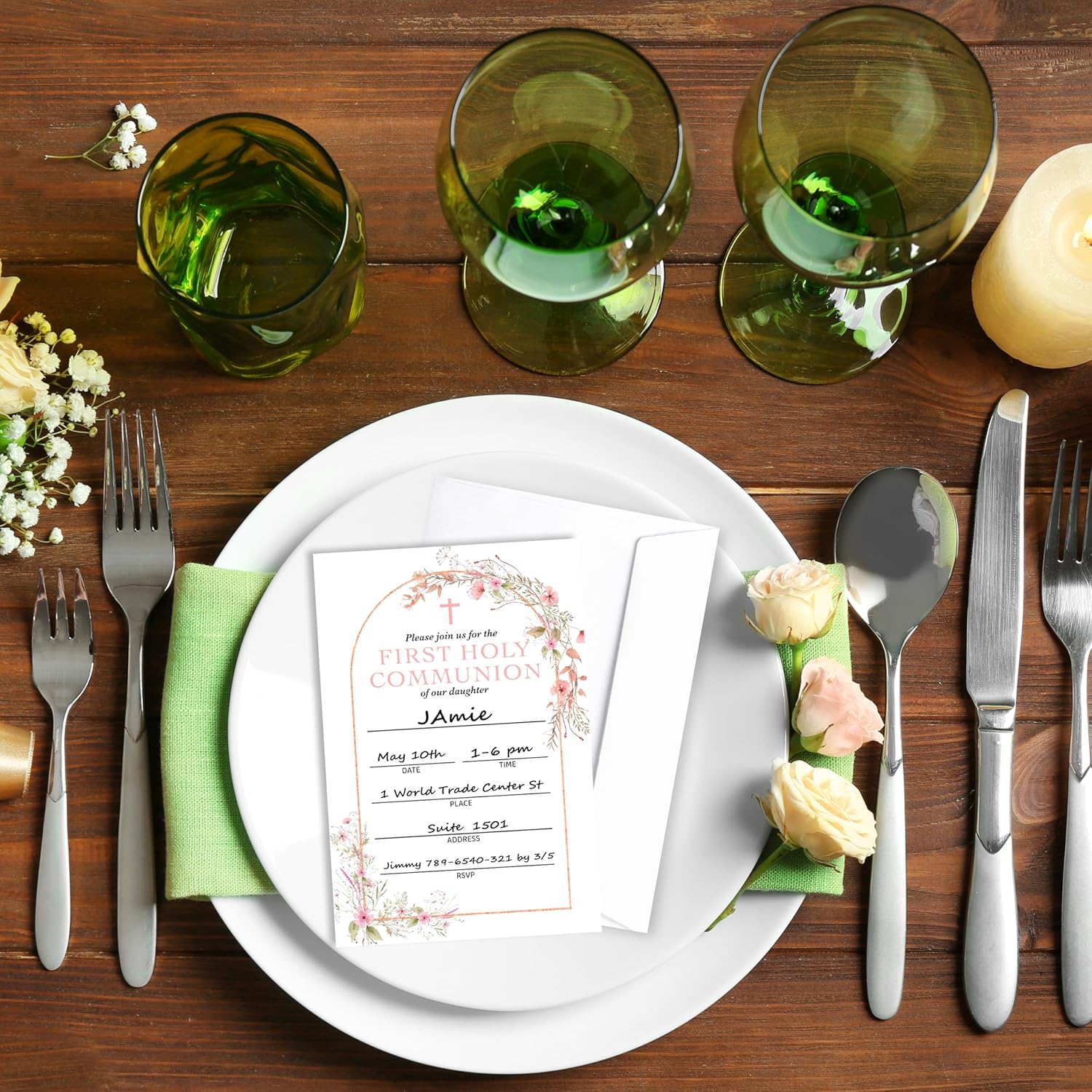 Baptism Invitation Set with 25 Cards and Envelopes