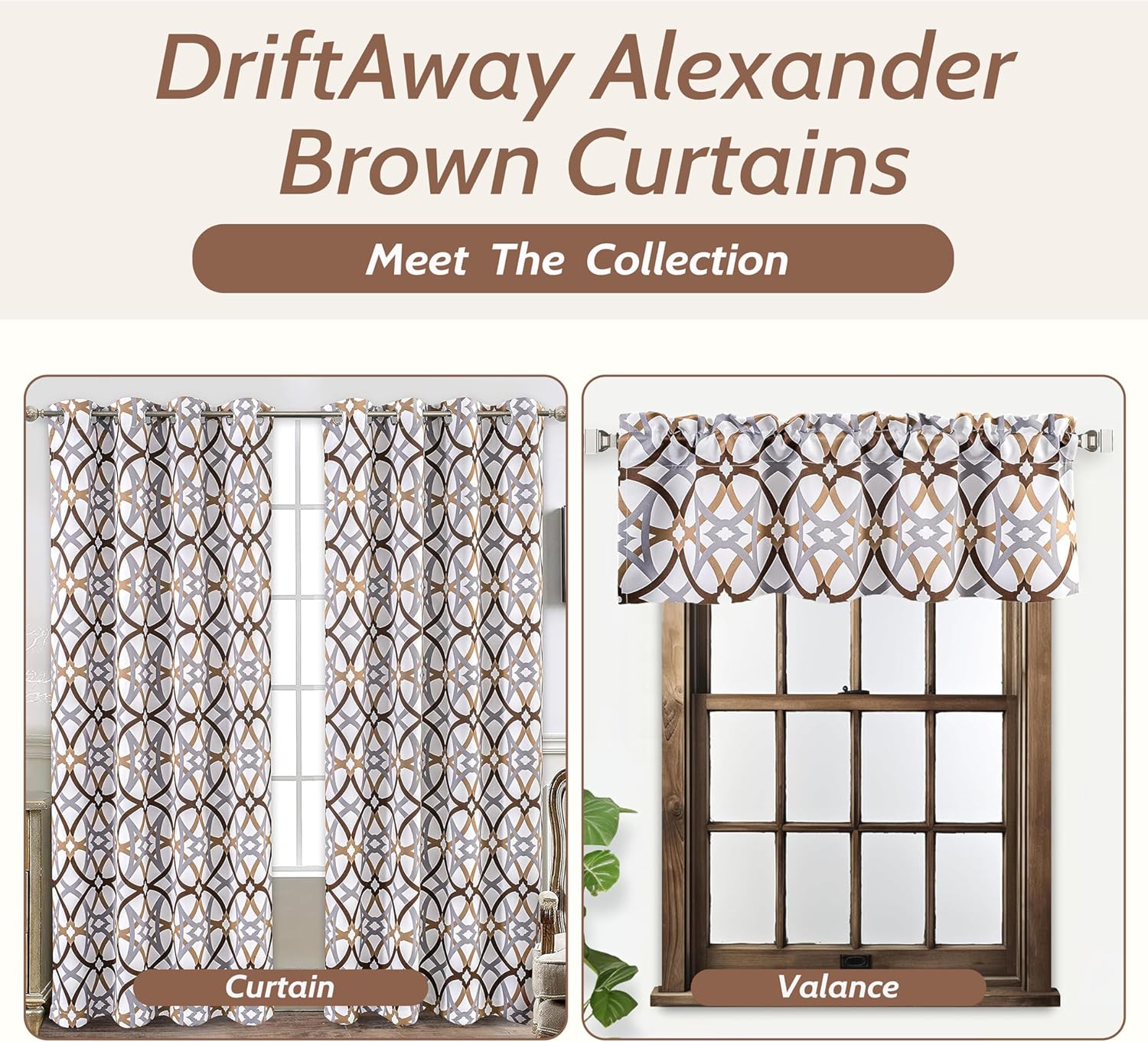 DriftAway Alexander Pattern Blackout Valance 52x14 Inches