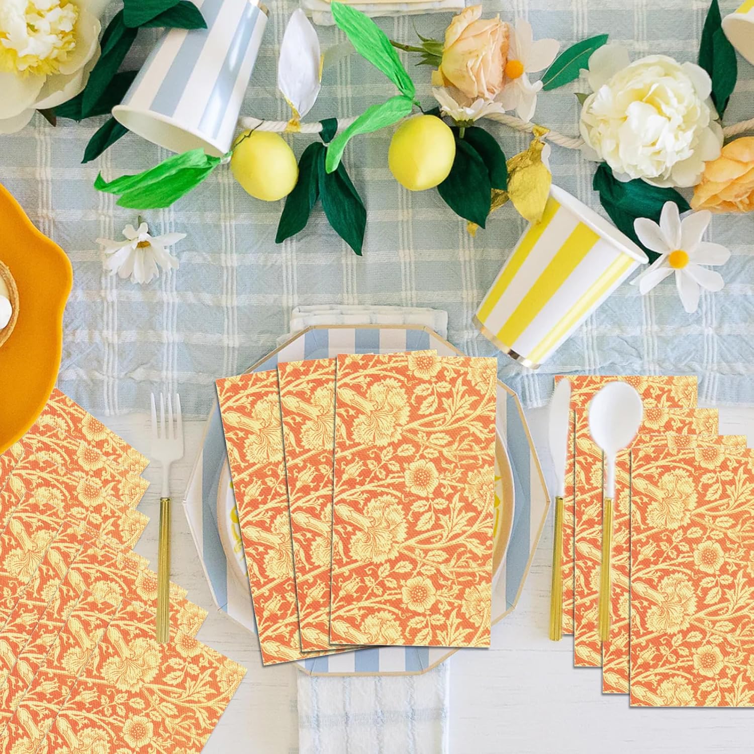 Vintage Floral Paper Napkins Set 80PCS