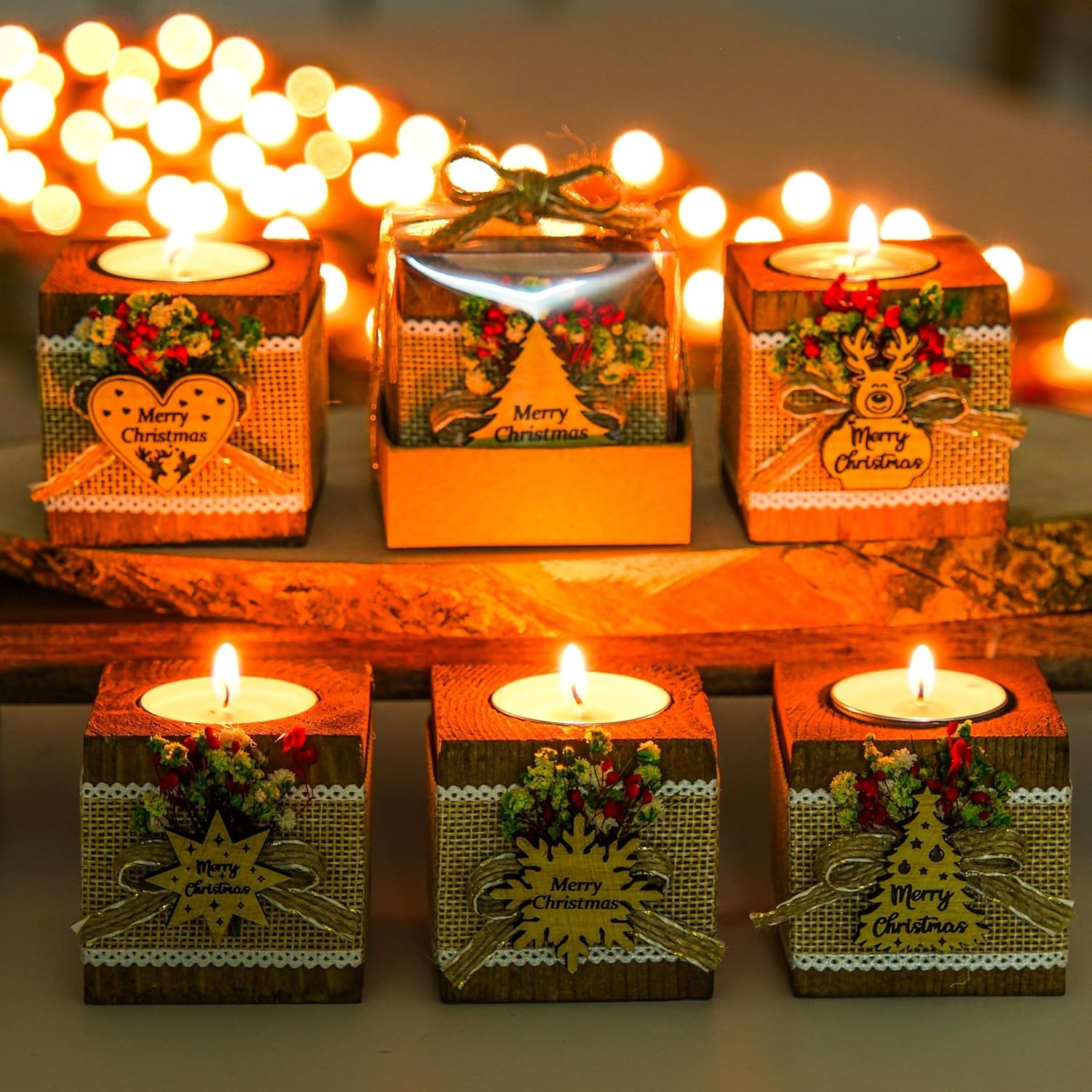 Happy Times Favors Christmas Candle Holders Set of 10