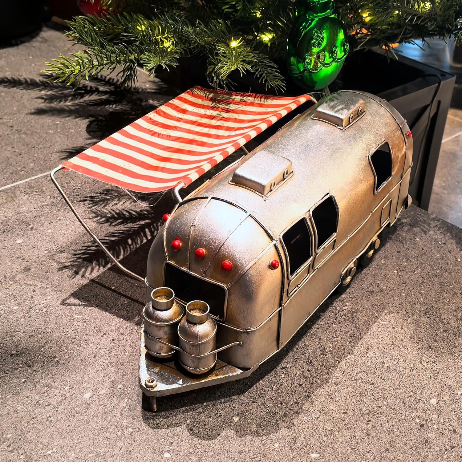 Rusty Retro Camper Model with Fabric Canopy