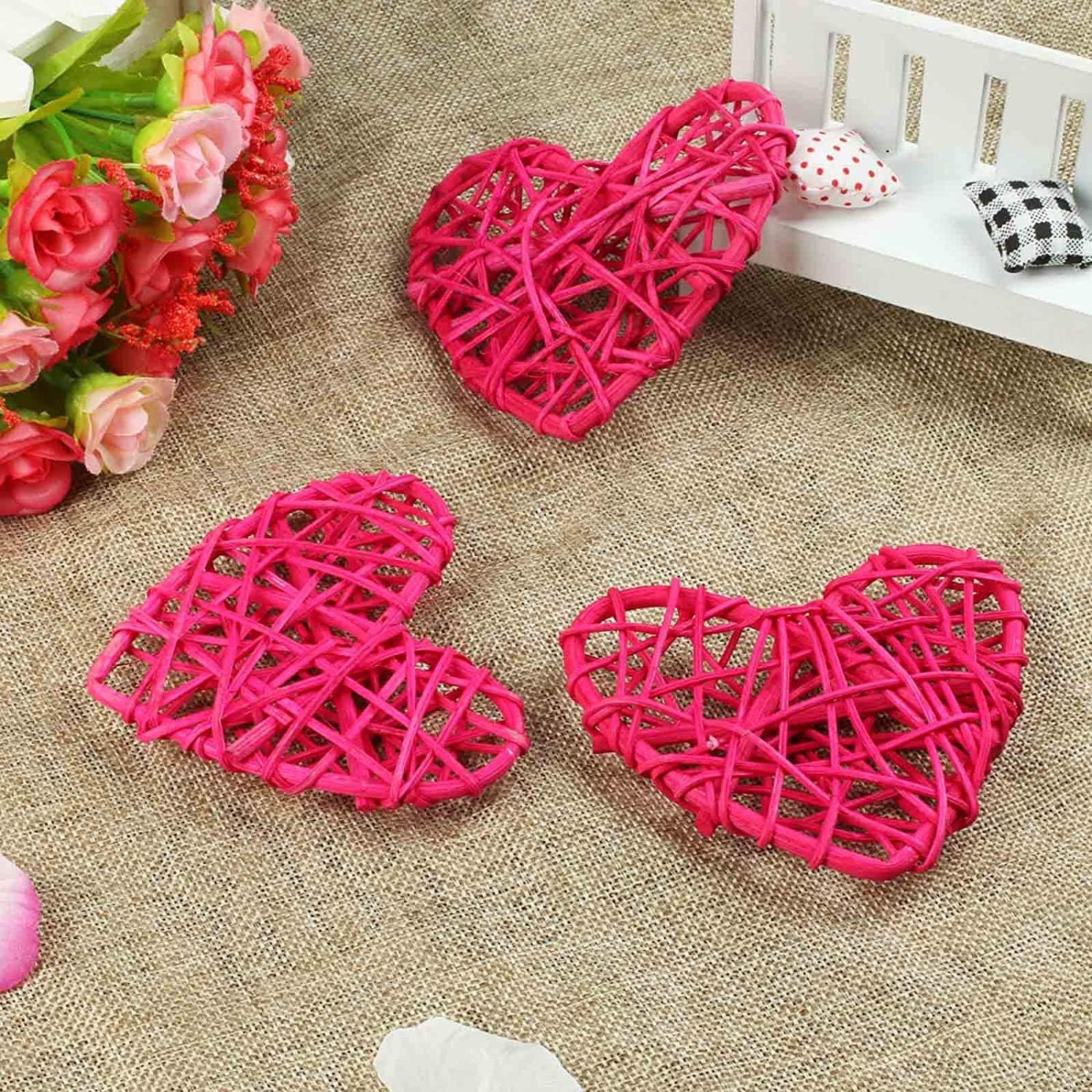 Kubert Natural Wicker Heart Shaped Decorative Balls