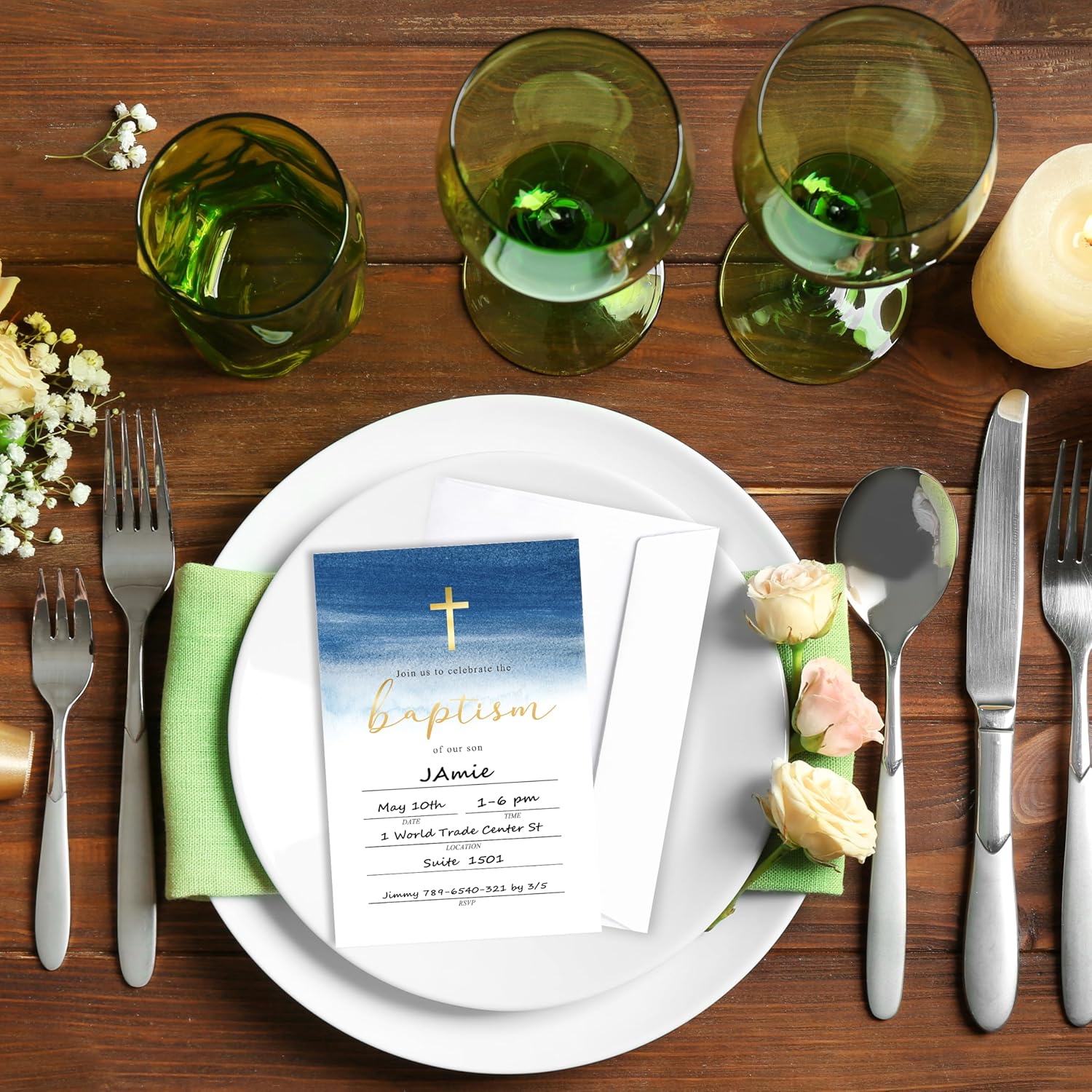 Baptism Invitation Set With Envelopes 25-12