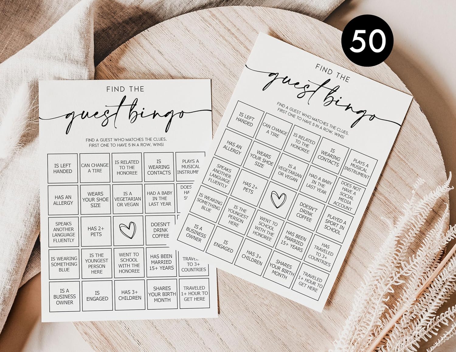 All Ewired Up 50 Find The Guest Bingo Game Cards