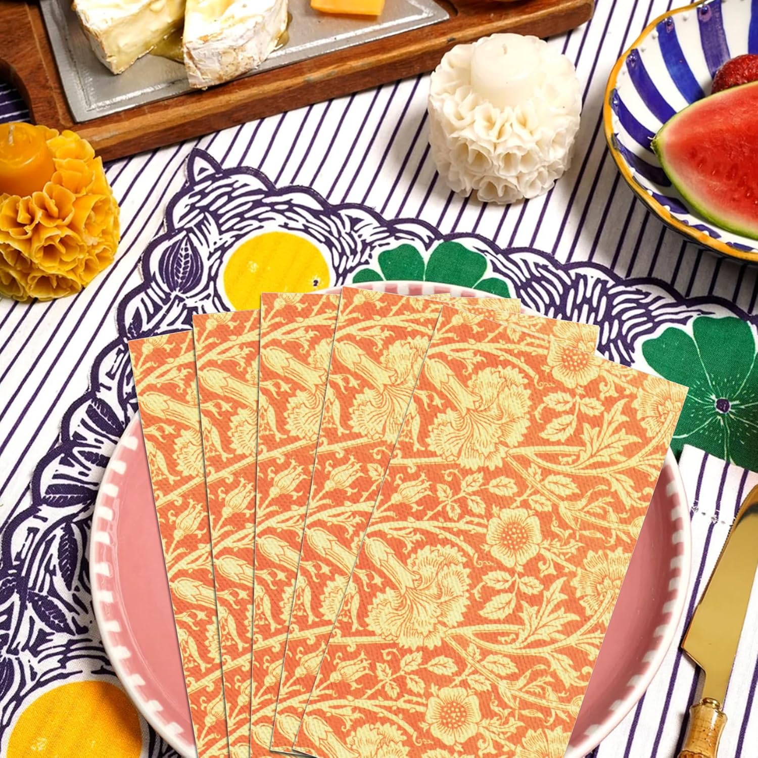Vintage Floral Paper Napkins Set 80PCS