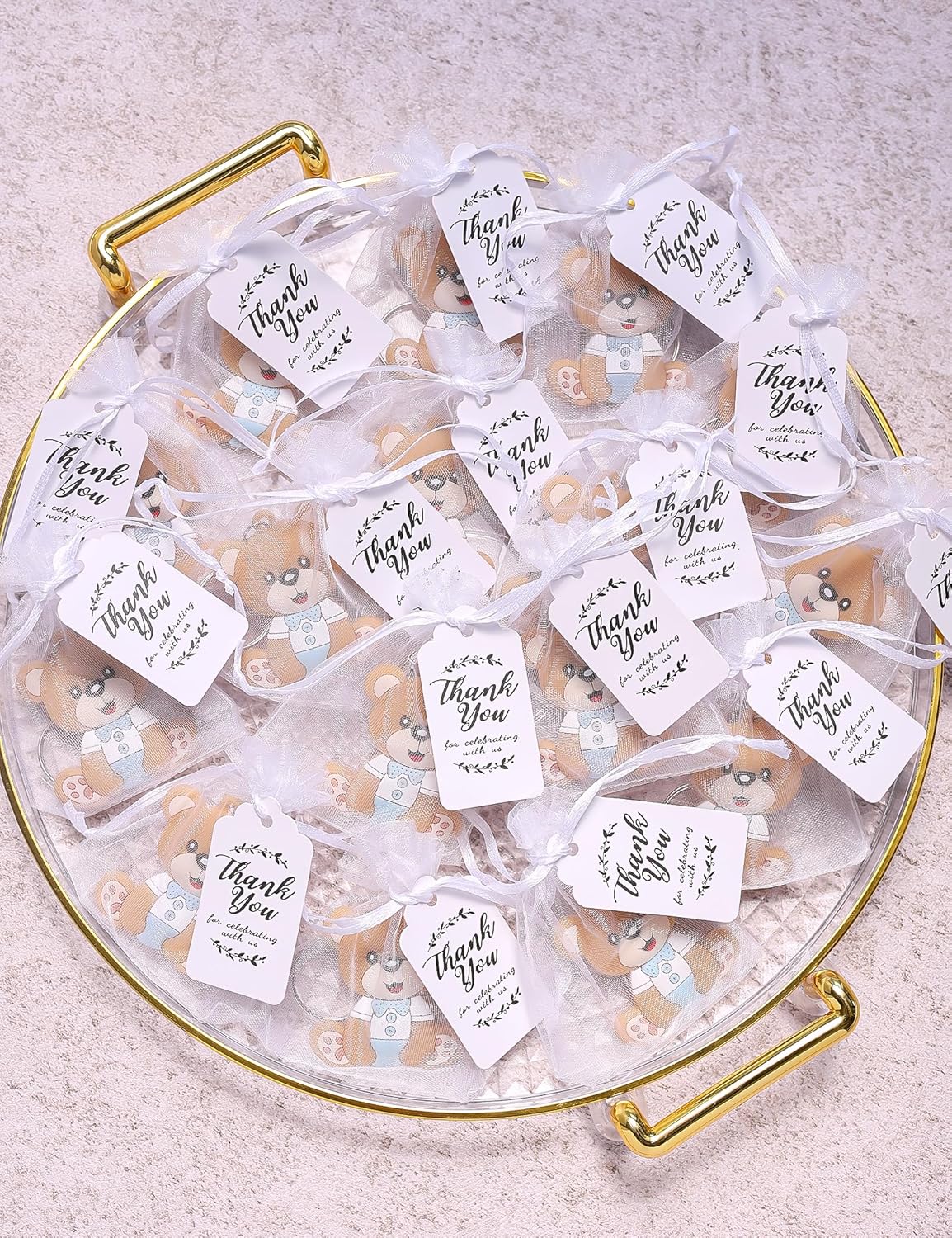 50 Set Animal Bear Keychain Favors for Baby Shower Christening Baptism