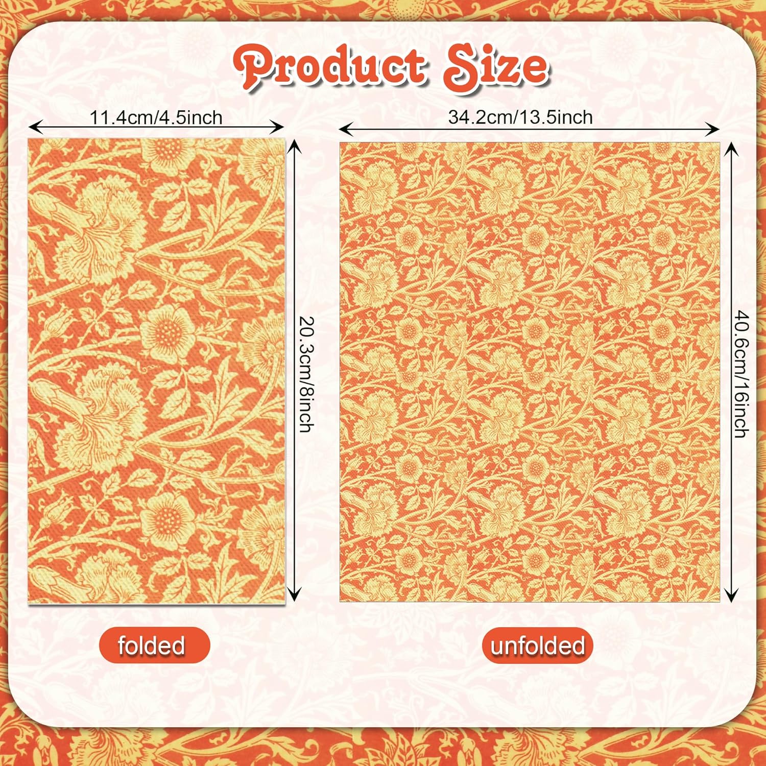 Vintage Floral Paper Napkins Set 80PCS