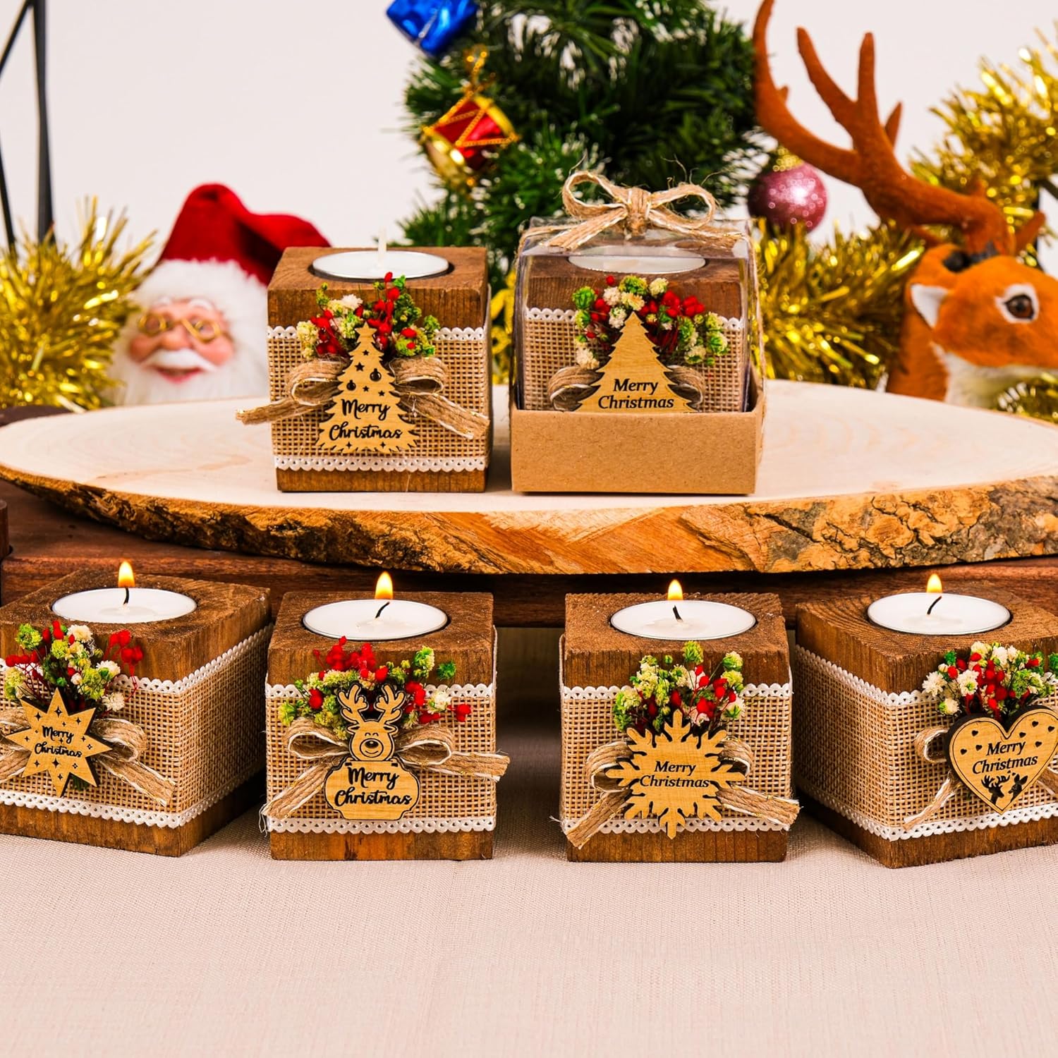 Happy Times Favors Christmas Candle Holders Set of 10
