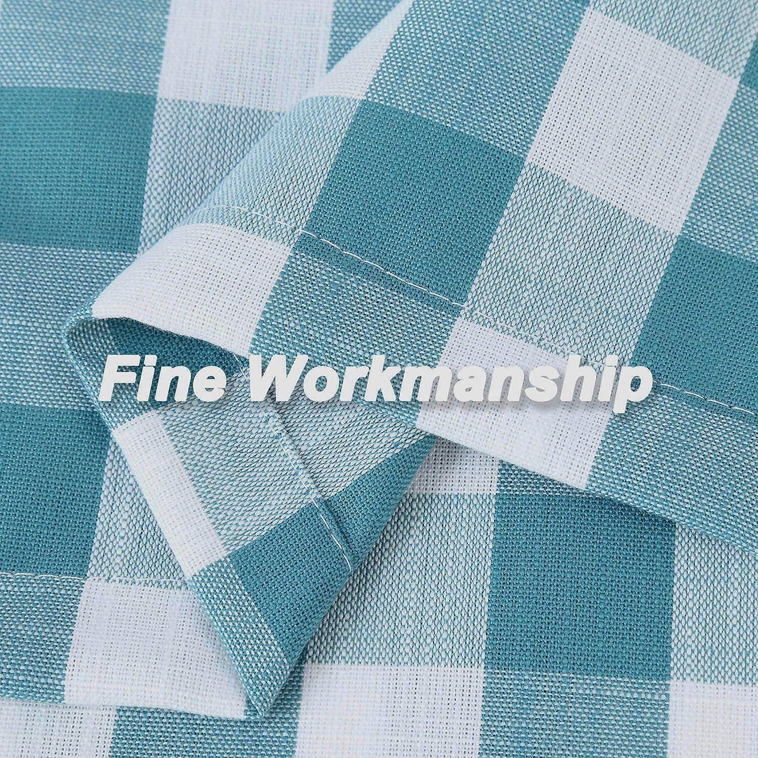Teal Dark Blue Buffalo Check Valance Curtains 55x15