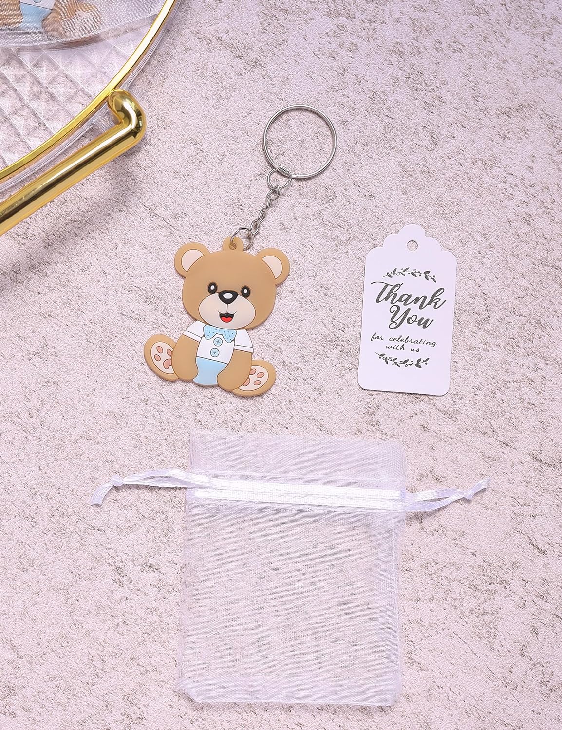 50 Set Animal Bear Keychain Favors for Baby Shower Christening Baptism