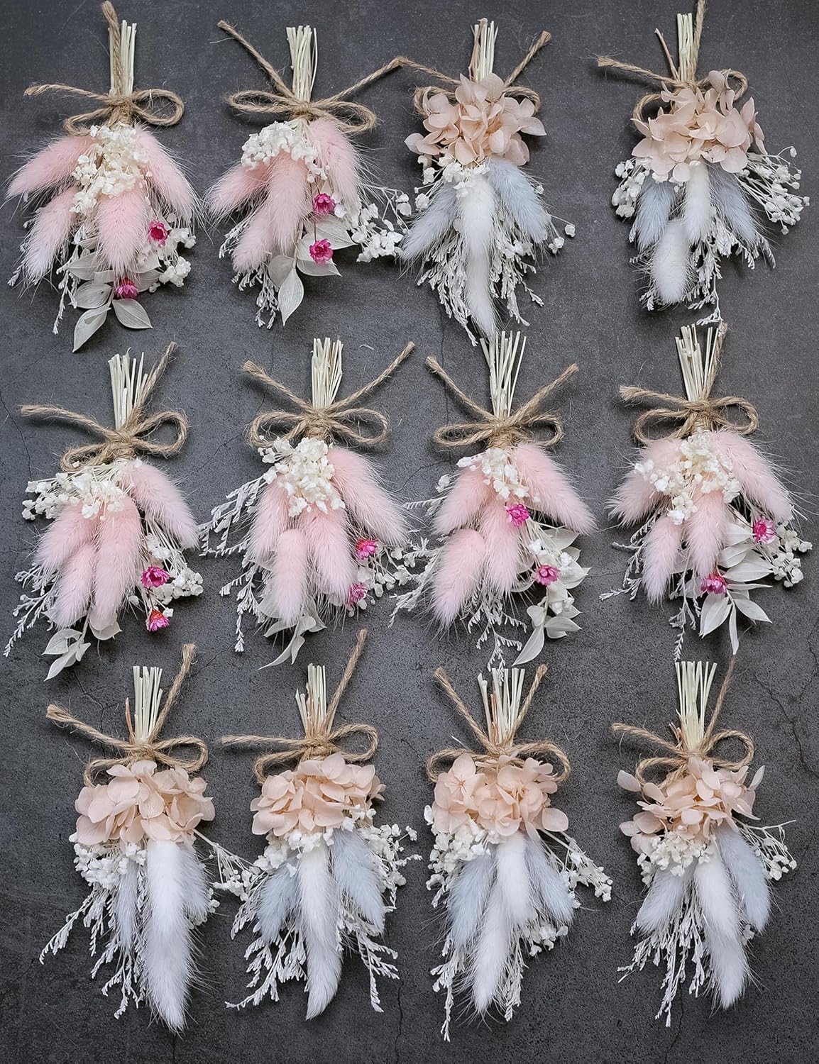 Mini Dried Flower Bouquet Set 12pcs Pink
