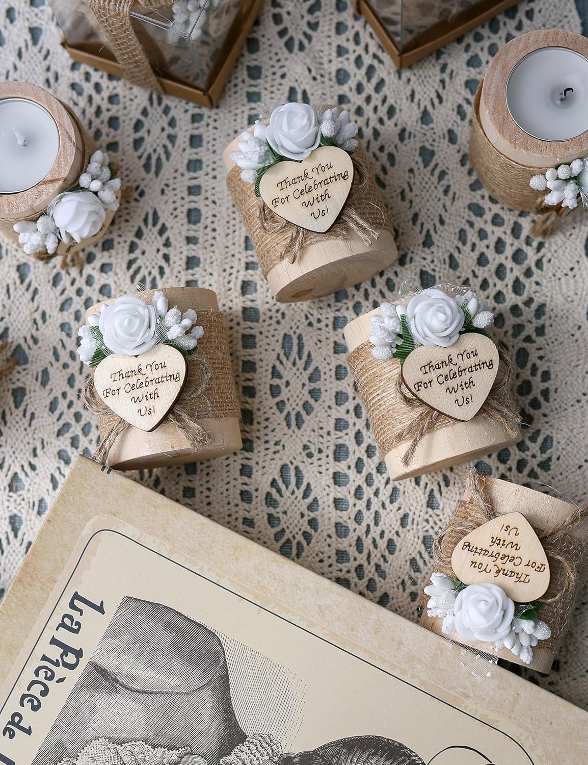 10 Piece Wooden Tealight Candle Holder Set