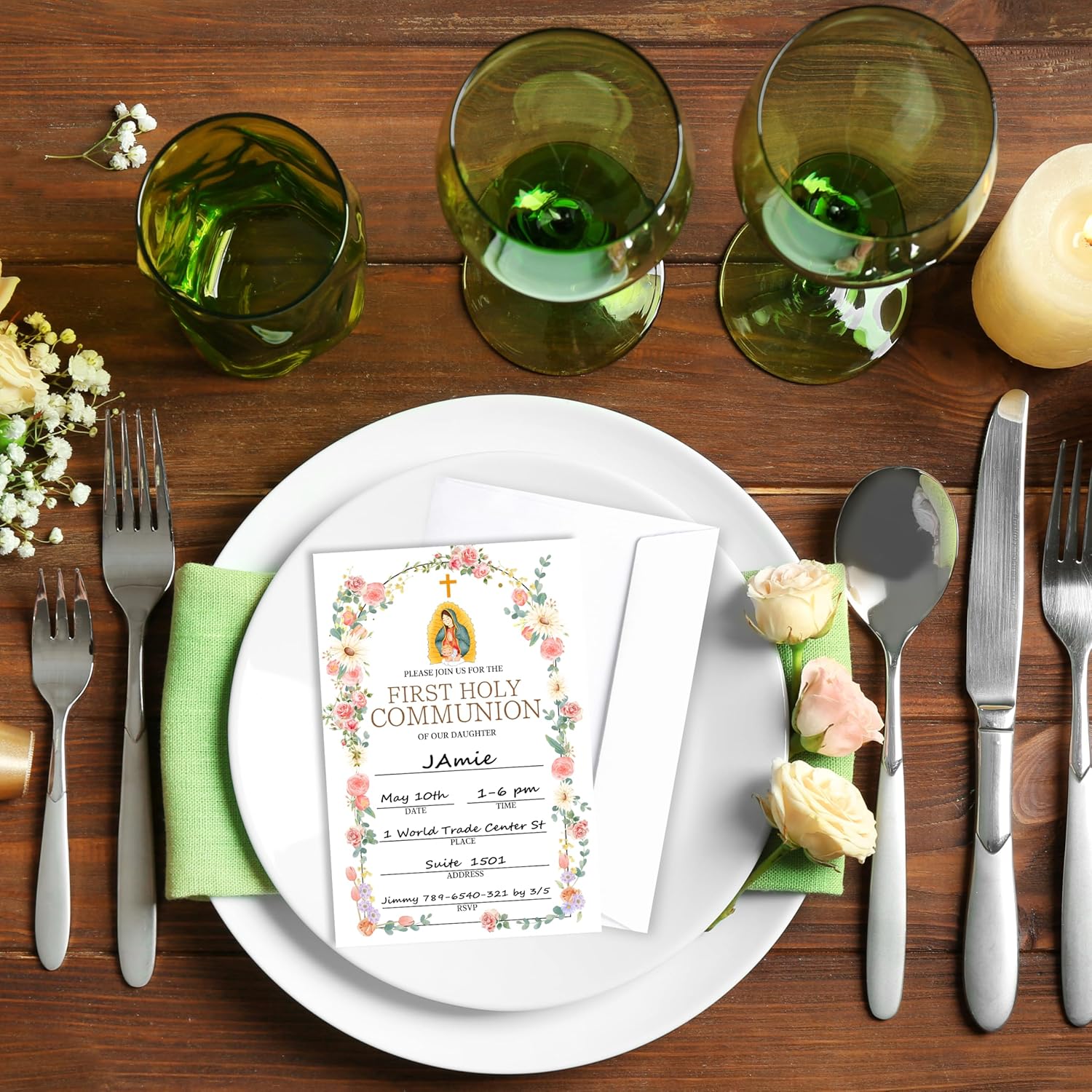 Baptism Invitations Set With Envelopes - 25 Cards