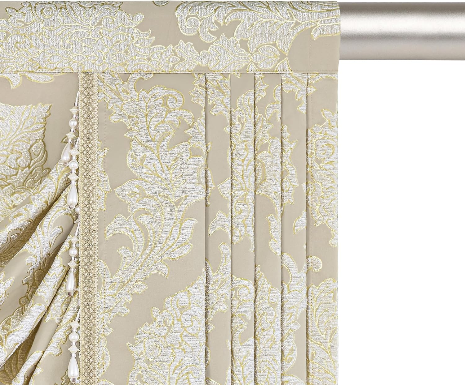 Loom and Mill Beige Jacquard Waterfall Valance 59 Inch 1 Panel