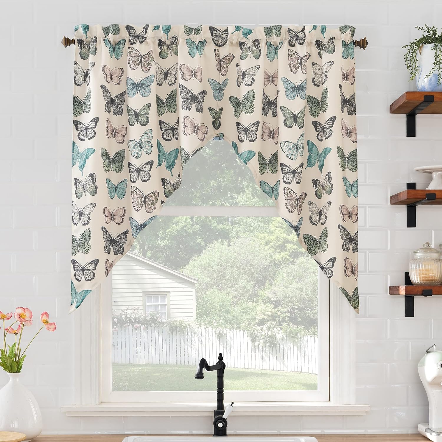 No 918 Blue Magdalena Crushed Sheer Voile Rod Pocket Curtain Panel