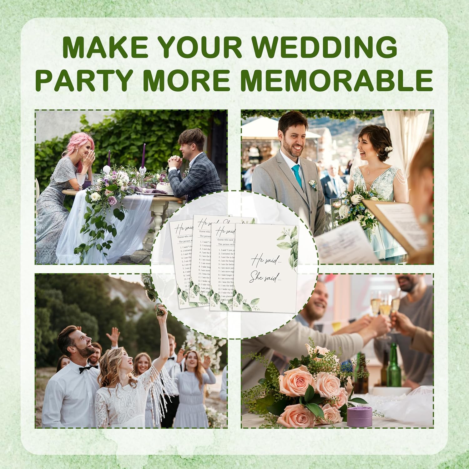 Greenery Bridal Shower Game Cards Set of 25