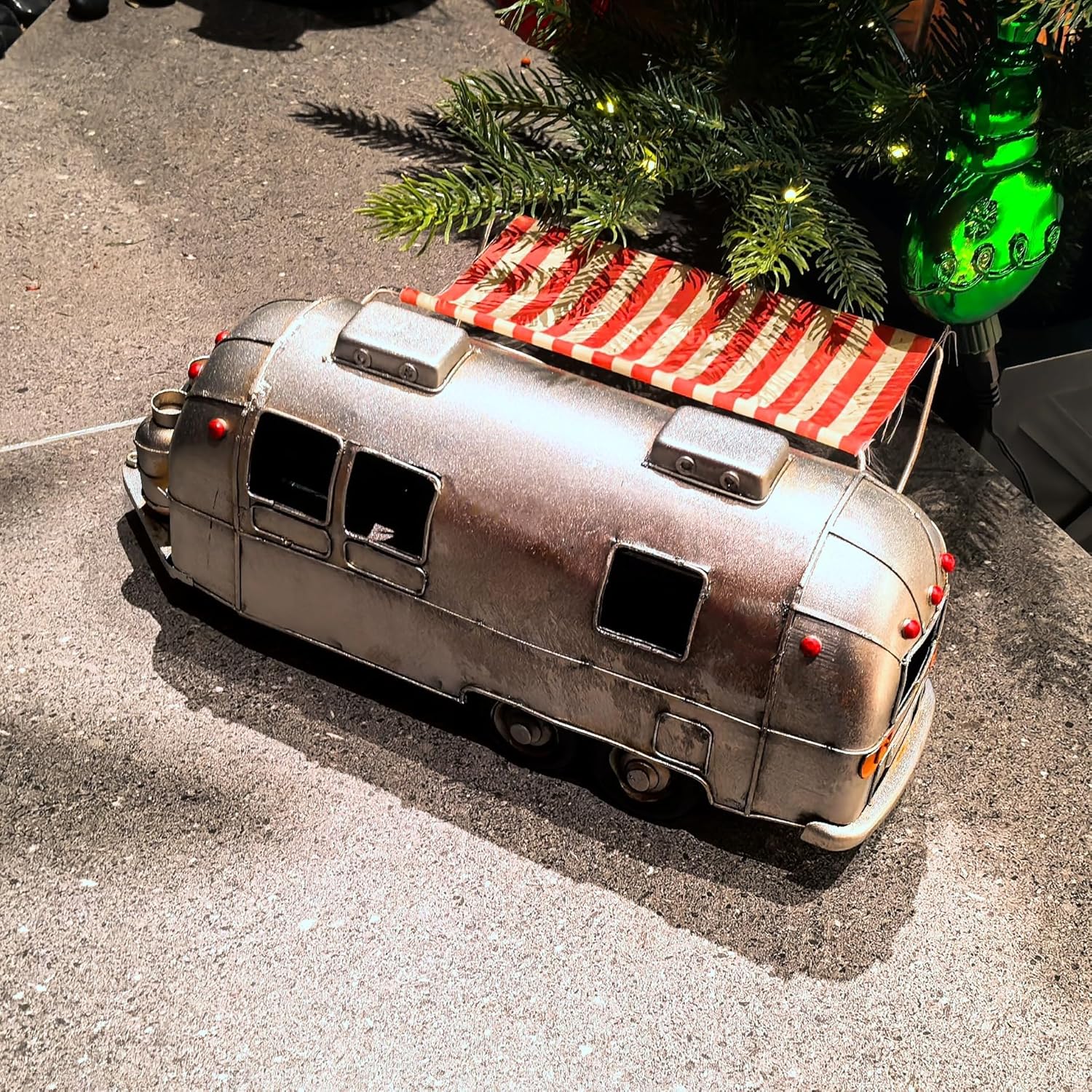 Rusty Retro Camper Model with Fabric Canopy