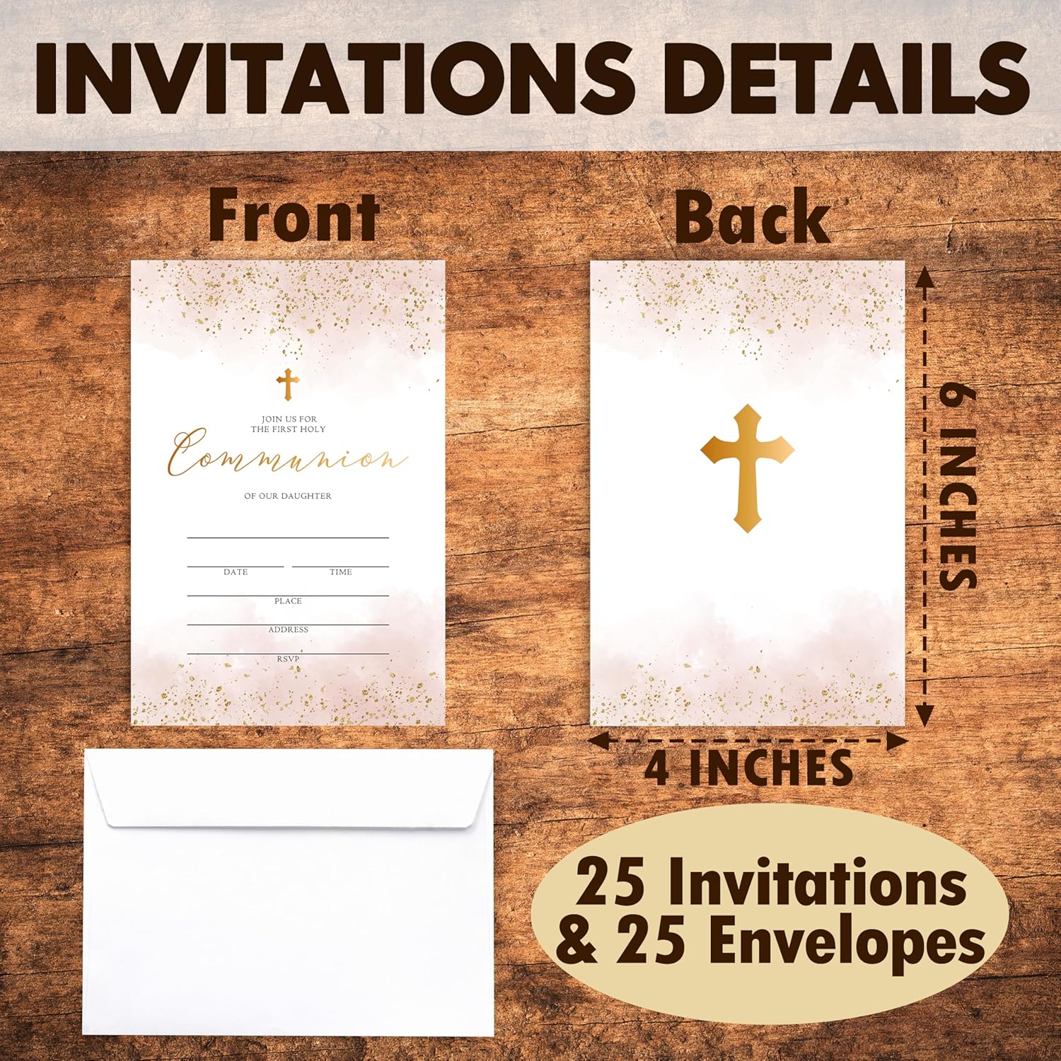 Baptism Invitations Cards with Envelopes Set