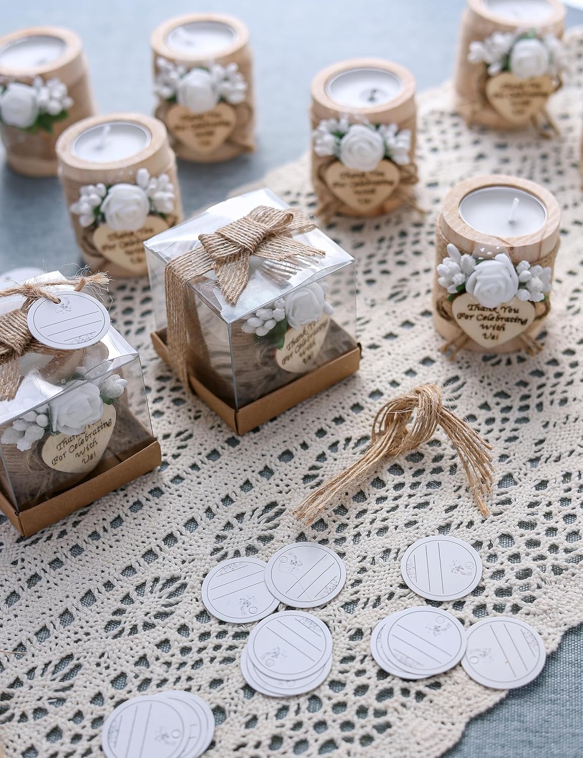 10 Piece Wooden Tealight Candle Holder Set