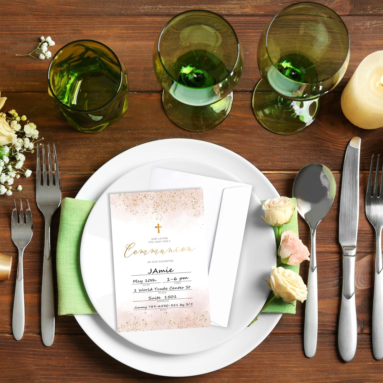 Baptism Invitations Cards with Envelopes Set